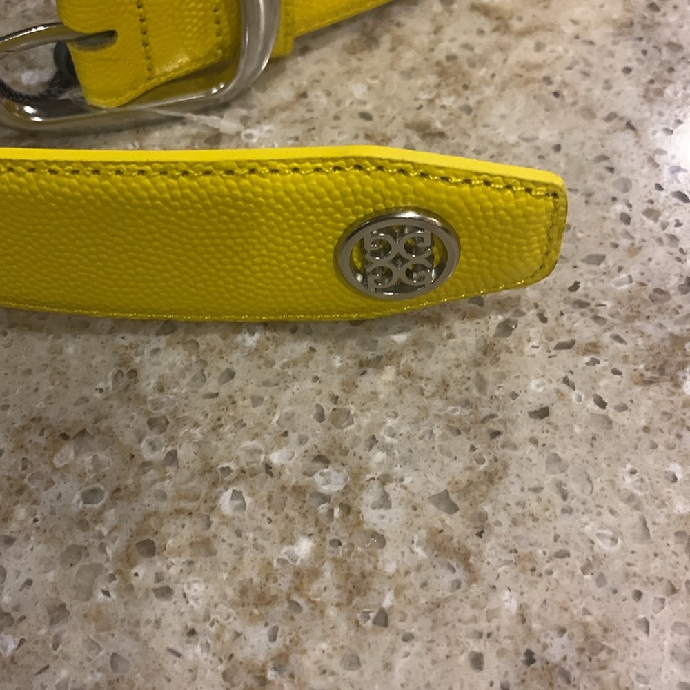 NWT G/FORE - Circle G'S Leather & Webbed Golf Belt - Yellow Size 36 - Picture 3 of 4